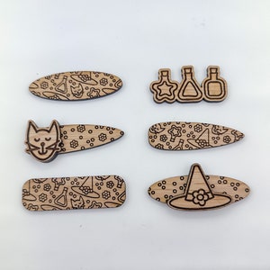 Witch Pattern Hair Clips Bundle SVG File, Laser SVG File, Hair Clip Cut File for Lasers