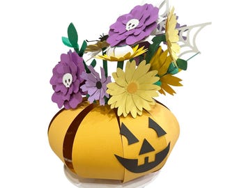 Spooky Pumpkin Centerpiece SVG, 3D Paper Jack-O’-Lantern Centerpiece for Halloween SVG File, Halloween Table Decor Paper Craft SVG
