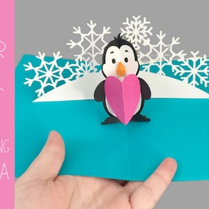 Cartão Pop Up Pinguim de Inverno