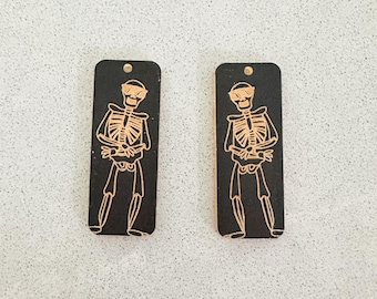 Pendientes de esqueleto SVG, Archivos de pendientes cortados con láser, Archivo SVG de Halloween, Archivo SVG para pendientes de Halloween