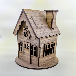 Archivos SVG para láser de casas de jengibre, archivos de corte para láser de casas navideñas, proyecto GlowForge