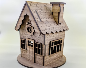 Gingerbread House Laser SVG files, Christmas House Cut Files for Laser, GlowForge Project