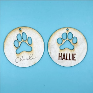 Paw Print Ornament SVG, Laser Cut Ornament, Christmas Ornament for Dogs and Cats