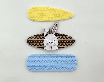 Easter Bunny Hair Clips SVG File, Laser SVG File, Hair Clip Cut File for Lasers