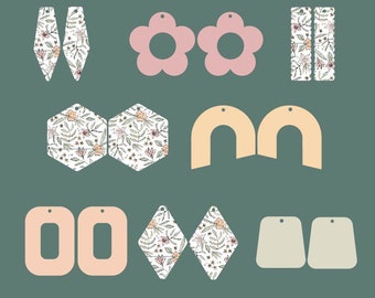 シンプルなイヤリング SVG ファイル、レーザー SVG ファイル、レーザー用イヤリング カット ファイル、基本形状イヤリング SVG
