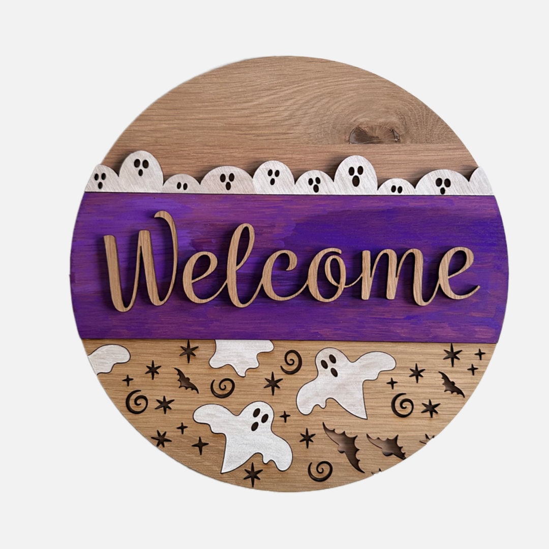Welcome Ghost Ghost Welcome Sign Laser SVG File, Glowforge Project, Wood Sign SVG ...