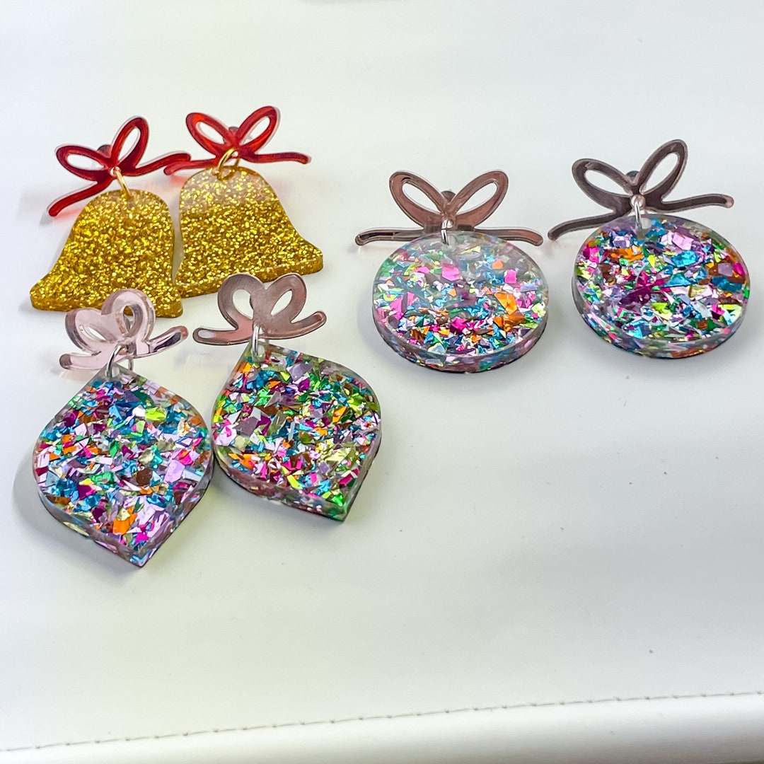 Christmas Ornament Earring Laser SVG Files, Laser Earring SVG Bundle