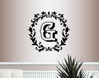 Wall Vinyl Decal Home Decor Art Sticker Custom Personalized Monogram Initials Family Letter Script Lettering Removable Mural Design 2626