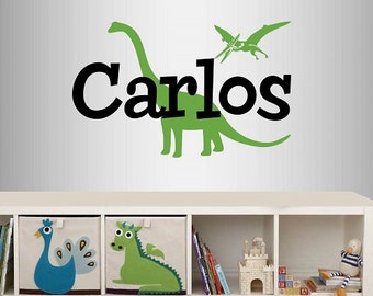 Wall Vinyl Decal Art Sticker Boy Girl Nursery Dinosaur Pterodactyl Customized Name Kids Baby Bedroom Play Room Removable Mural Design 2572