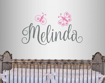 Wall Vinyl Decal Home Decor Art Sticker Cute Personalized Custom Girls Name Baby Kids Nursery Play Room Bedroom Removable Mural Design 2601