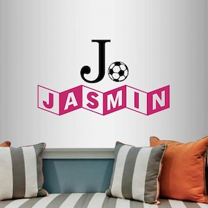 Wall Vinyl Decal Home Decor Art Sticker Soccer Custom Personalized Name Girls Boy Lettering Kids Bedroom Play Room Bedroom Mural Design 2608
