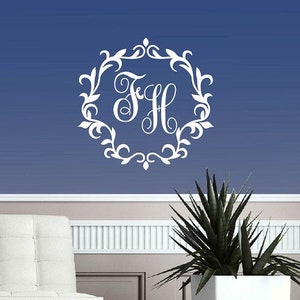 Wall Vinyl Decal Home Decor Art Sticker Custom Personalized Monogram Initials Family Letter Script Lettering Removable Mural Design 2570