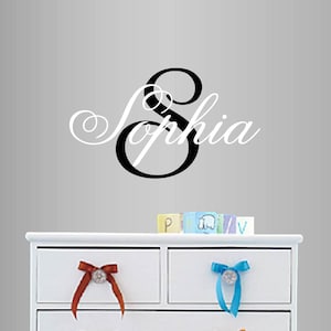 Wall Vinyl Decal Home Decor Art Sticker Custom Personalized Name Initial Monogram Girls Lettering Kids Bedroom Play Room Mural Design 2612