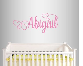 Wall Vinyl Decal Home Decor Art Sticker Cute Custom Personalized Name Baby Girls Lettering Kids Nursery Bedroom Play Room Mural Design 2576