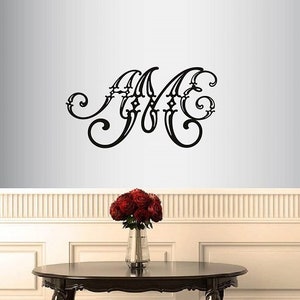 Wall Vinyl Decal Home Decor Art Sticker Custom Personalized Monogram Initials Family Letter Script Lettering Removable Mural Design 2624