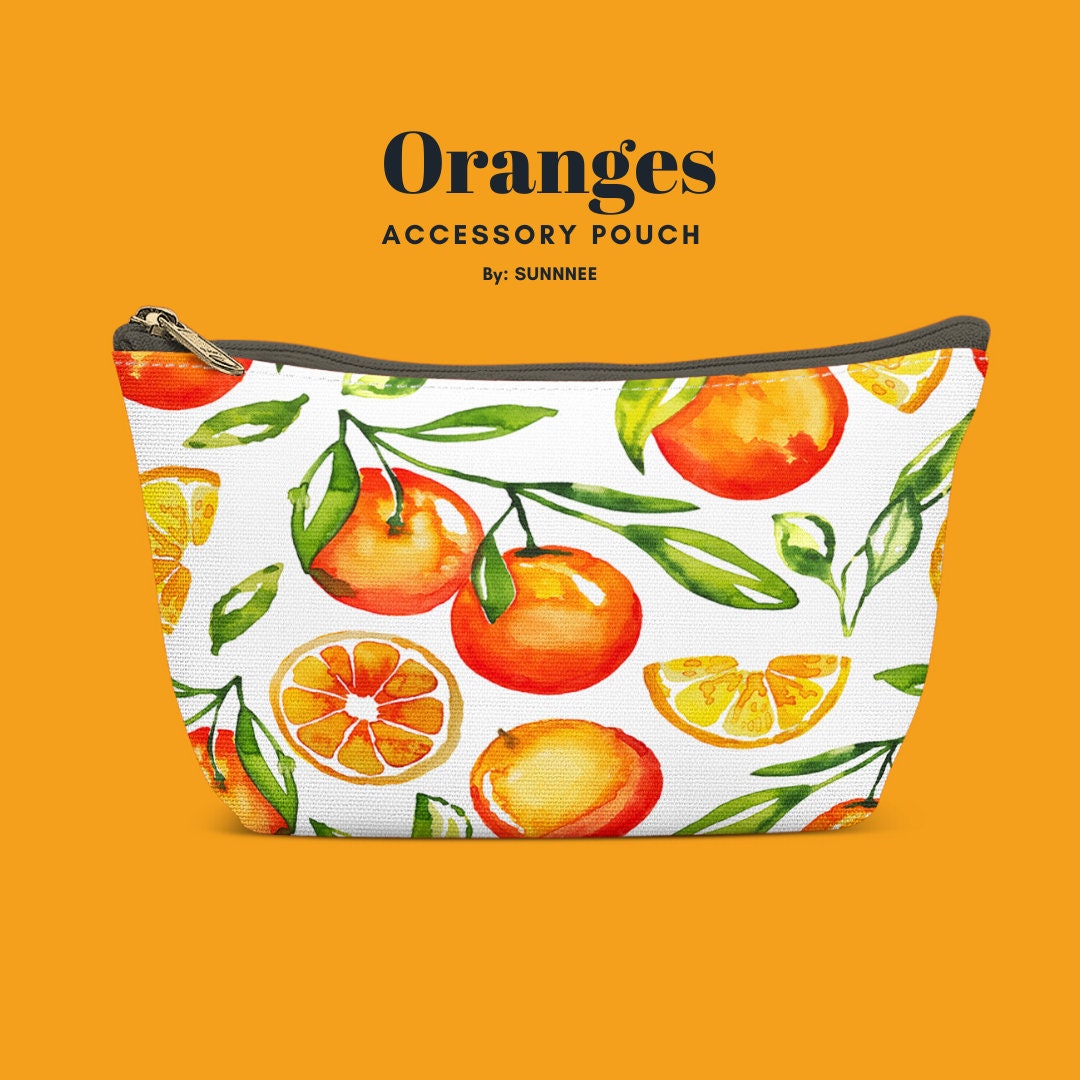 Orange Makeup Bag Zip Pouch Makeup Bag Makeup Case Etsy