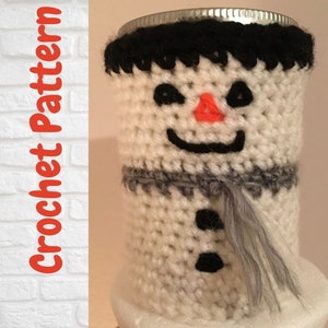 Snowman Cozy Crochet Pattern PDF Download; Decorate 8oz mason jar; Fill with candy, homemade jelly/jam; Gift for teachers, family, neighbors