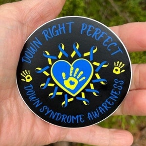 Down Syndrome Awareness Sticker, Down Right Perfect sticker, Chromosome Decal, Down Syndrome Advocate, T-21 Sticker, Down Syndrome ribbon