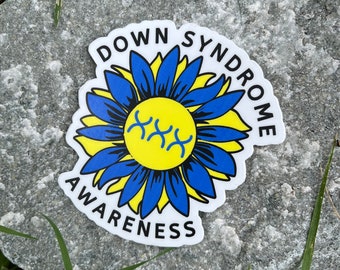 Sonnenblumen-Aufkleber zur Sensibilisierung für das Down-Syndrom, Vinyl-Aufkleber