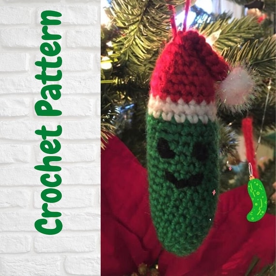 Crochet Christmas Pickle Ornament Pattern – Amigurumi, Holiday Tradition (PDF Pattern)