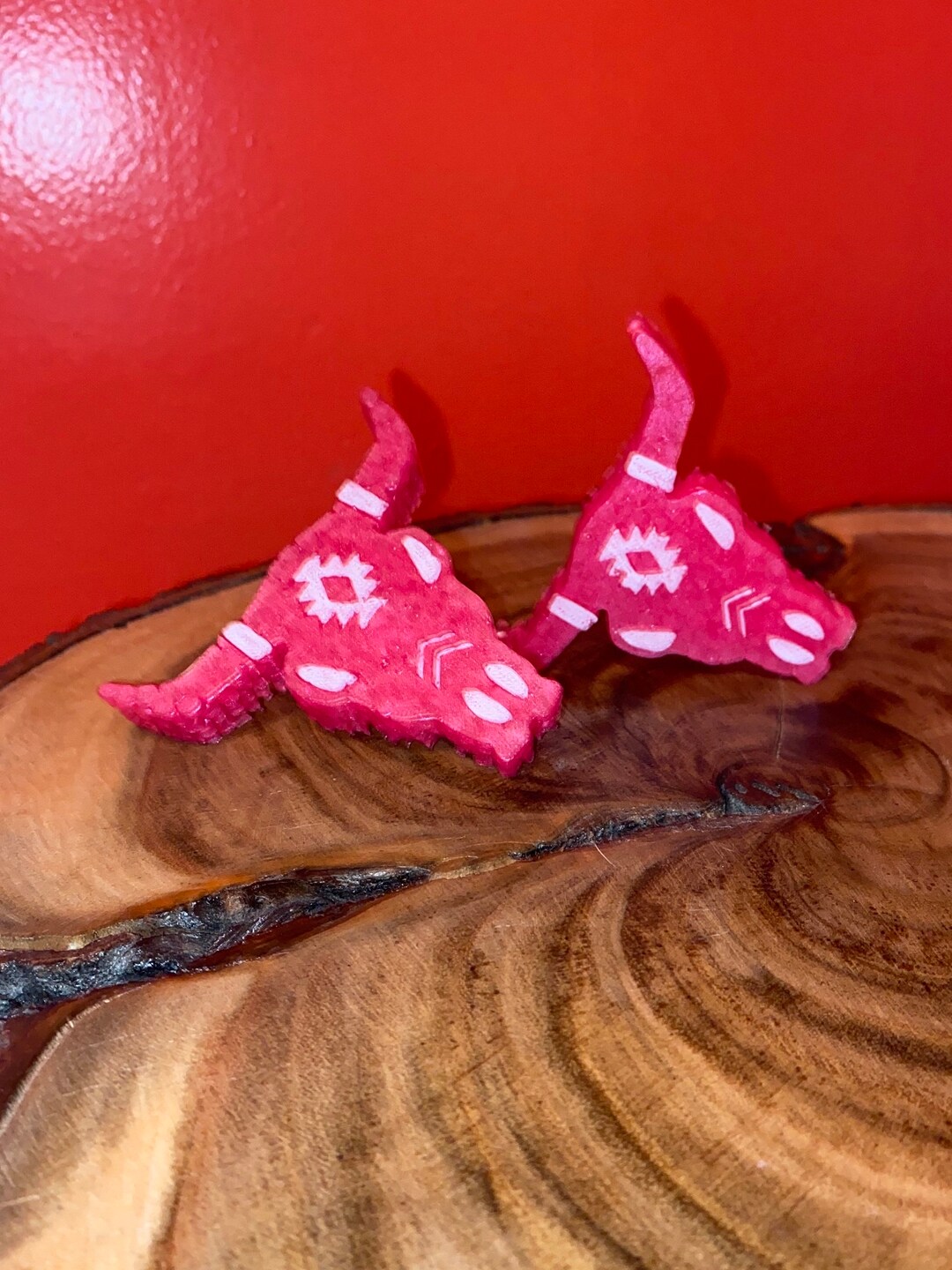 Set of 2 Hot Pink Steer Skull Vent Clip Freshies Etsy
