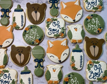 Forest Baby shower sugar cookies (Assorted 12 pack)