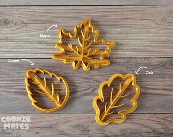 Autumn Leaves -- Set of Cookie Cutter Leaves. Aspen Leaf. Maple Leaf. Oak Leaf.