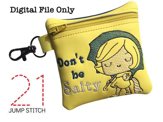 Ith Salt Girl 4x4 Zipper Bag Digital File In The Hoop Etsy