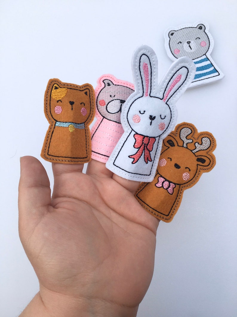 ITH Four Animal Finger Puppets Set 1 *DIGITAL FILE* 4x4 Machine Embroidery Design