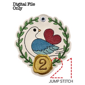 ITH Turtle Doves Ornament *DIGITAL FILE* In The Hoop Embroidery Design