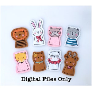 ITH Eight Animal Finger Puppets *DIGITAL FILE* 4x4 Machine Embroidery Design