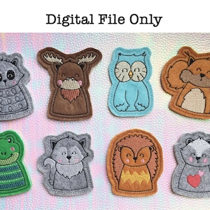 ITH Eight Woodland Animal Finger Puppets *DIGITAL FILE* 4x4 Machine Embroidery Design