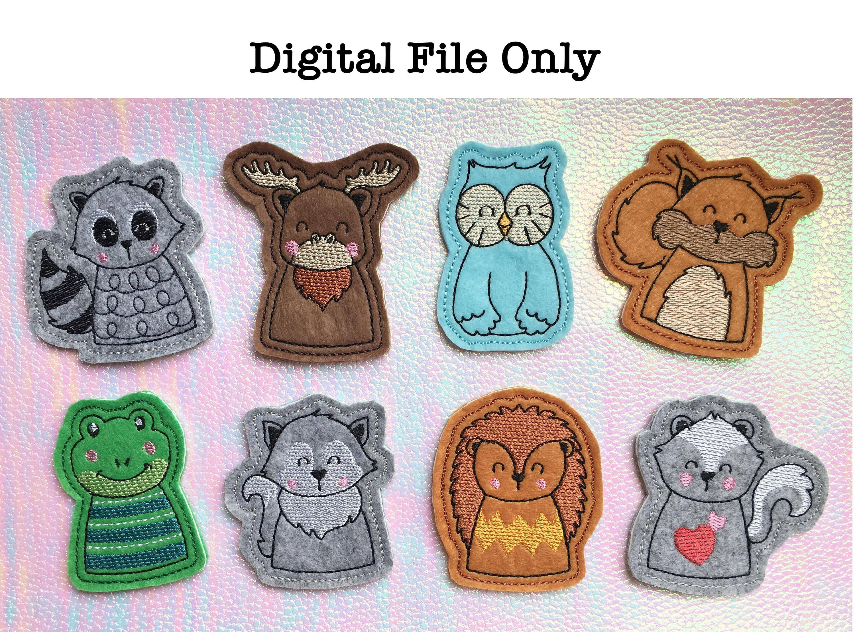 ITH Eight Woodland Animal Finger Puppets *DIGITAL FILE* 4x4 Machine Embroidery Design