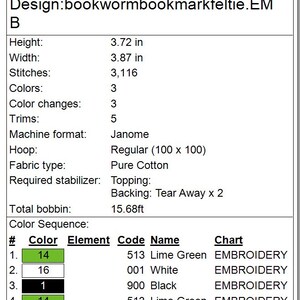 ITH Bookworm *ARCHIVO DIGITAL* Diseño de bordado de marcapáginas In The Hoop imagen 8