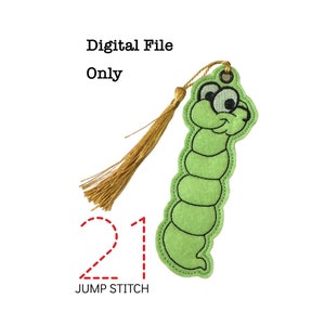 ITH Bücherwurm *DIGITALE DATEI* In The Hoop Lesezeichen Stickdatei