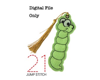 ITH Bookworm *DIGITAL FILE* In The Hoop Bookmark Embroidery Design