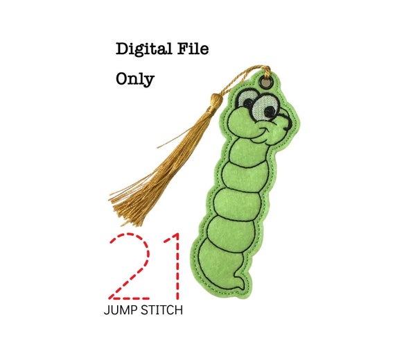 ITH Bookworm *DIGITAL FILE* In The Hoop Bookmark Embroidery Design