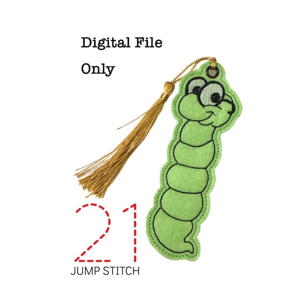 ITH Bookworm *DIGITAL FILE* In The Hoop Bookmark Embroidery Design