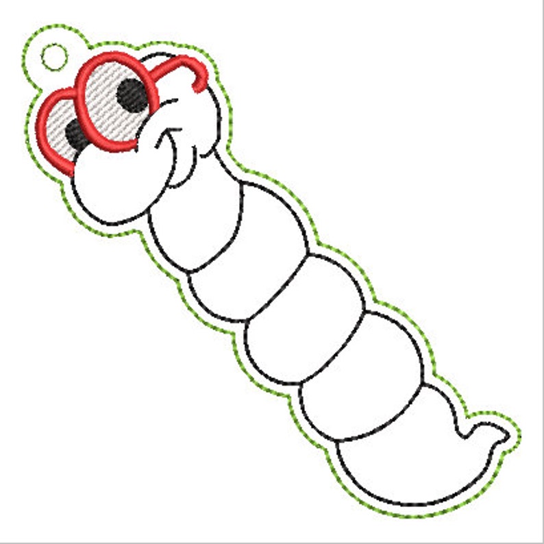 ITH Bookworm *ARCHIVO DIGITAL* Diseño de bordado de marcapáginas In The Hoop imagen 3