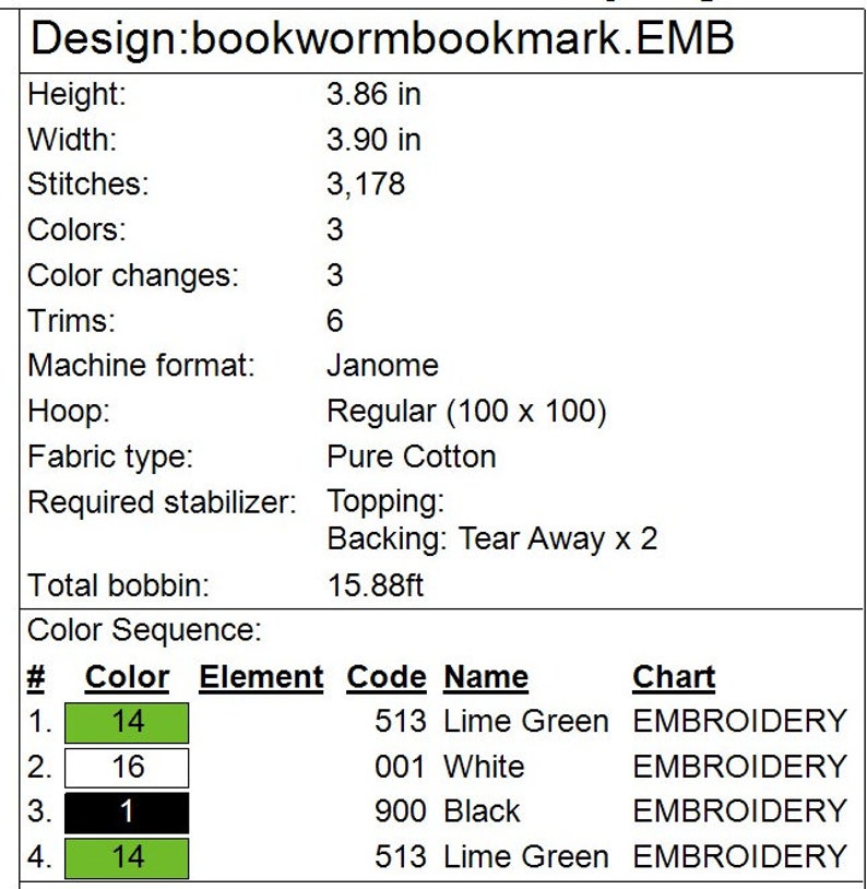 ITH Bookworm *ARCHIVO DIGITAL* Diseño de bordado de marcapáginas In The Hoop imagen 9