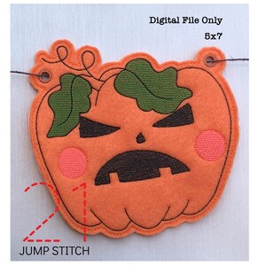 ITH Large Jack O Lantern Two *DIGITAL FILE* In The Hoop Bunting Embroidery Design