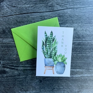 de voeux avec des pots et des plantes | Cartes de voeux vierges | Aquarelle