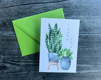 Biglietti d'auguri con vasi e piante / Biglietti d'auguri vuoti / Acquerello