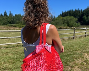 Borsa da mercato foderata / Borsa da mercato francese con tasca / Borsa estiva