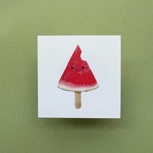 Jeu de 4 cartes | Popsicle pastèque | Cartes vierges | 100 % coton | Illustrations