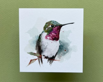 Set of 4 Note Cards | Hummingbird | Blank Cards | 100% cotton | Illustrations