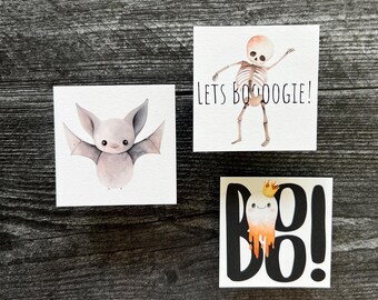 Set di 6 biglietti di Halloween / Biglietti vuoti / 100% cotone / Acquerello / Illustrazioni