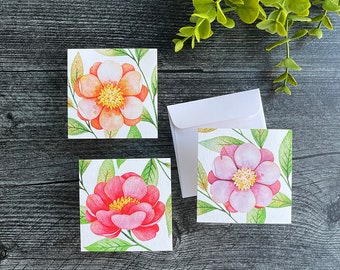 Set di 6 biglietti d'auguri floreali / Biglietti vuoti / 100% cotone / Acquerello / Illustrazioni / Biglietti d'auguri / Primavera