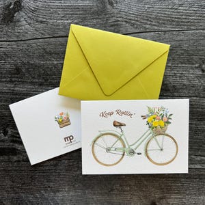 Continuez à rouler | Carte de voeux de soutien et de sympathie | Vélo avec des fleurs