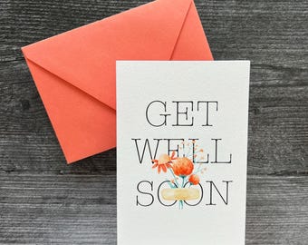 Biglietto di auguri per una pronta guarigione / Acquerello / Prenditi cura di te